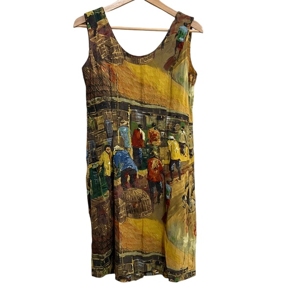 Jams World Artsy Impressionist Village Dress Size Medium - Picture 2 of 12